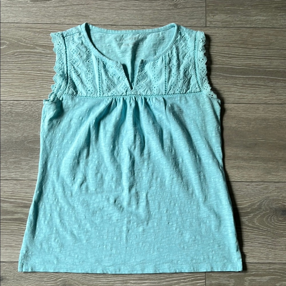 Talbots Women's Sleeveless Lace Top - Light Blue